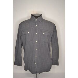 Born Men's Large Grey Plaid Bamboo Blend Long Sleeve Button Down Shirt